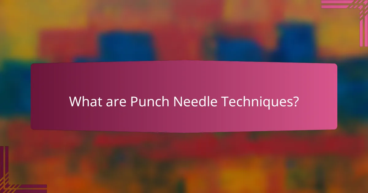 What are Punch Needle Techniques?